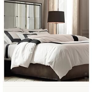 Restoration Hardware RH Italian Banded Sateen Duvet Cover Black & White Twin